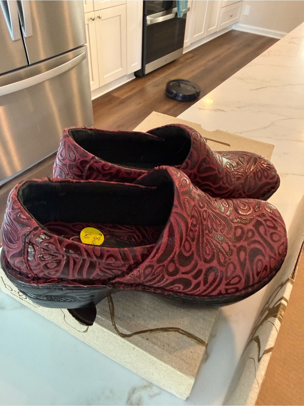 Born Burgundy Embossed Slip-On Mules